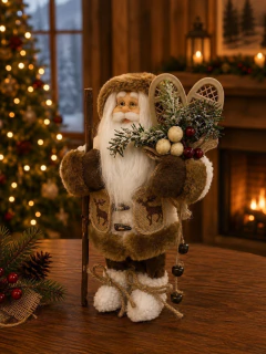 PAPAI NOEL NATAL EM PE (BEGE MARROM) 30cm