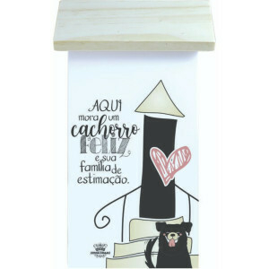 PLACA DE MESA AQUI MORA UM CACHORRO FELIZ 20,5x12 - comprar online