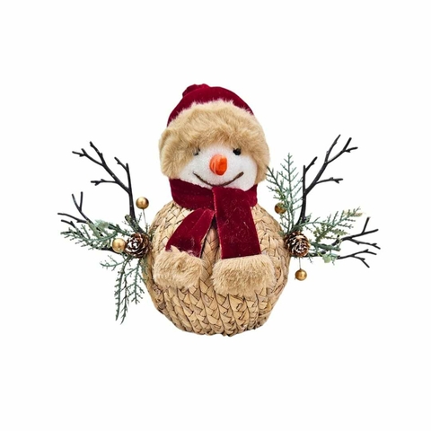 Boneco de Neve Trançado Natal 27x18cm