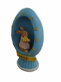 Enfeite de Páscoa coelho Azul 19,5 x 11 x 8,5 cm - Toko Artesanato e Decorações