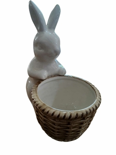 Vaso Decorativo de Páscoa Branco Bege Cerâmica 14,5 x 8,8 x 16 cm - loja online