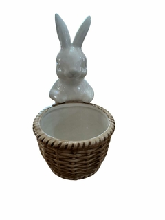 Vaso Decorativo de Páscoa Branco Bege Cerâmica 14,5 x 8,8 x 16 cm - comprar online