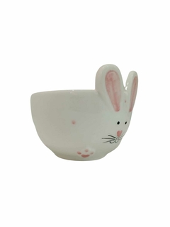 Bowl coelho/ vaso decorativo de Páscoa Branco com Rosa 9 cm - loja online