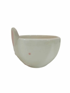 Imagem do Bowl coelho/ vaso decorativo de Páscoa Branco com Rosa 9 cm