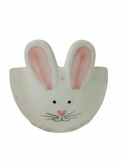 Bowl coelho/ vaso decorativo de Páscoa Branco com Rosa 9 cm - comprar online