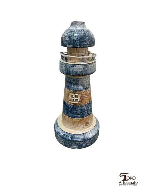 Farol Patina Azul Madeira 25 cm - comprar online