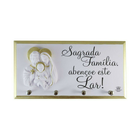 PORTA CHAVE SAGRADA FAMÍLIA ABENÇOE ESTE LAR 25 cm - comprar online