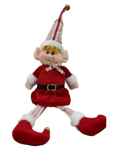 Boneco Elfo Natal sentado menina ( vermelho) 35 cm na internet