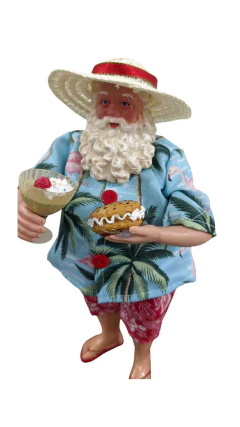 Papai Noel em resina vermelho e azul 28x18 cm - Toko Artesanato e Decorações