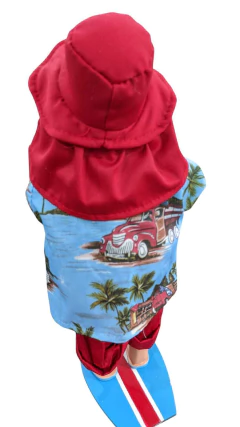 Papai Noel Natal Surfista Vermelho e azul com prancha e remo 40cm - loja online