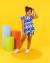 Conjunto Infantil Blue Babado nos Ombros Azul e Branco Blusa e Short - loja online