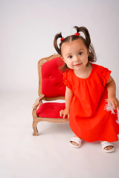 ROJO | VESTIDO GASA VOLADITOS - comprar online