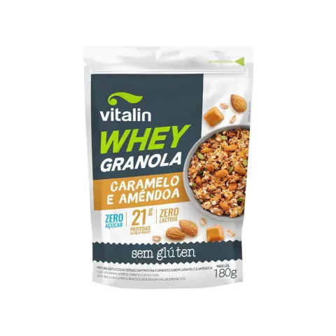 GRANOLA WHEY VITALIN CARAMELO E AMENDOA 180 G