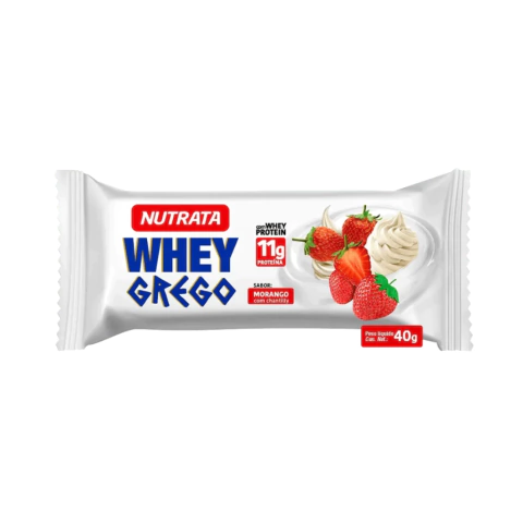 WHEY GREGO BAR PROTEIN NUTRATA® SABOR MORANGO COM CHANTILLY 40G