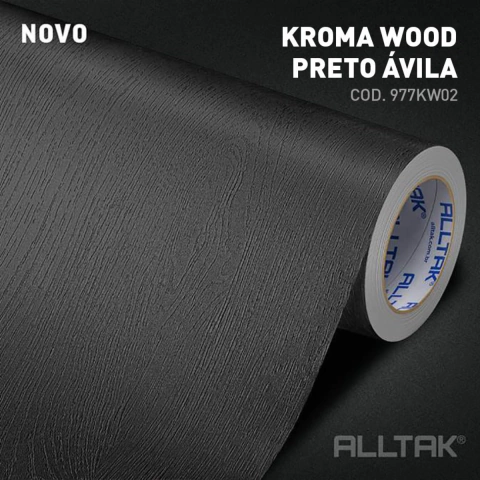 Papel De Parede Adesivo Lavável Kroma Wood 1,00m x 1,22m - Preto Avila