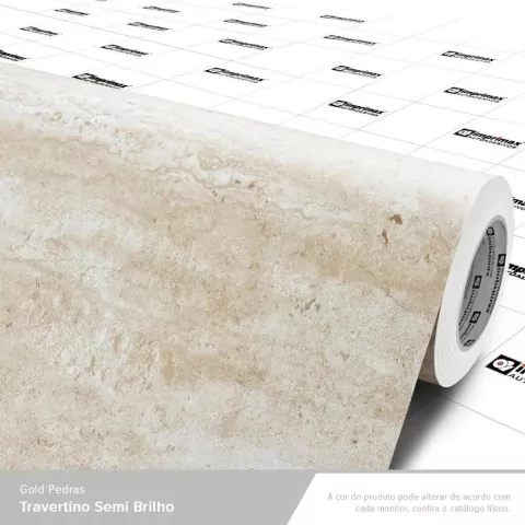 Adesivo Vinil Gold Pedras Semi Brilho 1,00 x 1,22 - Marmore Travertino