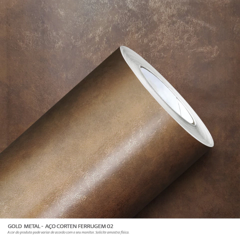 Adesivo Vinil Gold Metallic Aço Cortem 1,00 x 1,40 - Ferrugem 02 Fosco