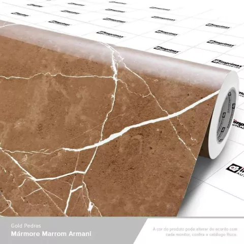 Adesivo Vinil Gold Pedras 1,00 x 1,22 - Marmore Marrom Armani Gloss