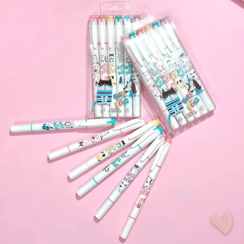 Marca Texto 2 Pontas Perfumado Cats e Dogs 6 Cores - IMPORTADO