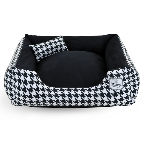 Cama Cachorro e Gato Camurça 02 Peças - Pied De Poule - Preto - comprar online