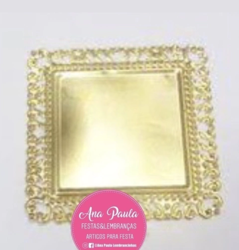 Tag Moldura Metal dourada - 5x5cm - 10 unidades