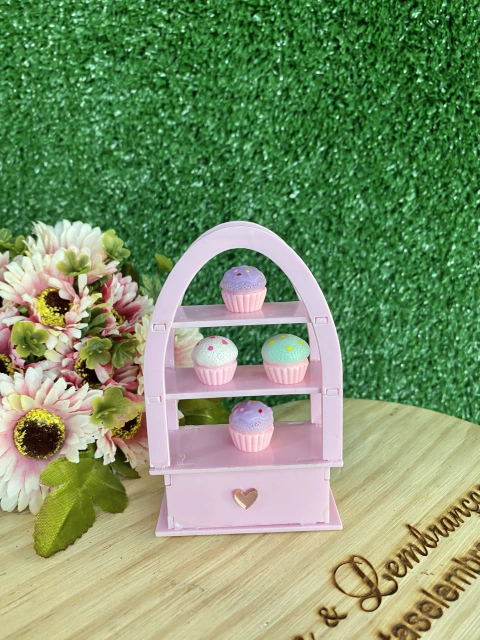 Mini Estante Acrílica Confeitaria Rosa