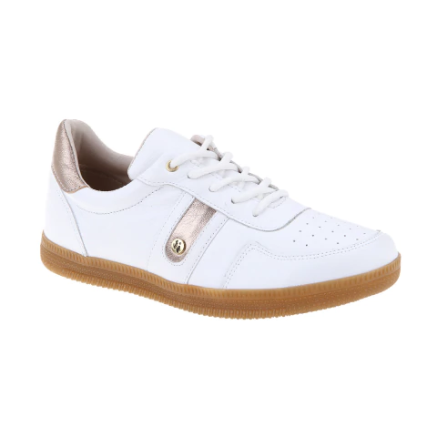 Tênis Feminino em Couro Legítimo com Detalhes Metalizados e Logo IT