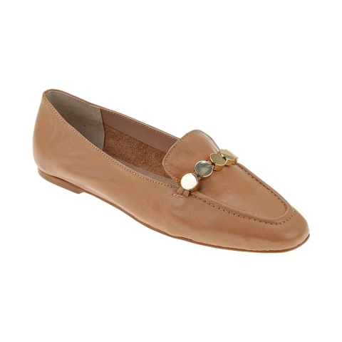 Sapatilha Rasteira em Couro Legítimo Enfeite círculos Italeoni