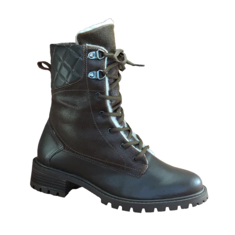 Bota Coturno Couro e Craquelê Tratorada Café Italeoni