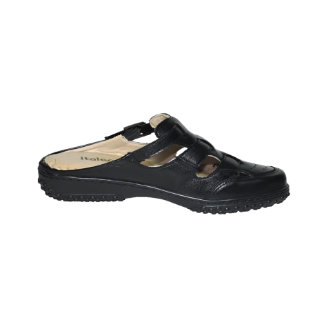 Sandália tipo Mule em Couro com tiras de regulagem Italeoni