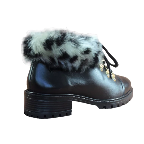 Bota Coturno Couro Craquelê e Forro de lã sintético Italeoni