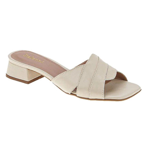 Tamanco Feminino em Couro Legítimo Tiras Cruzadas Salto 3 cm Italeoni