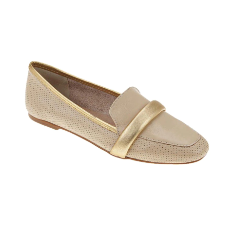 Sapatilha Rasteira em Couro Legítimo Enfeite tira Italeoni