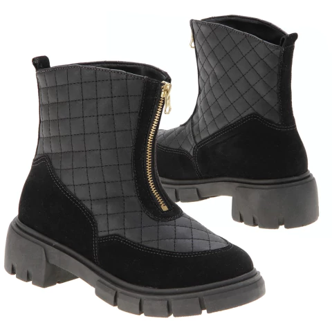 Bota Coturno Matelassê com Zíper Frontal e Tratorada Italeoni