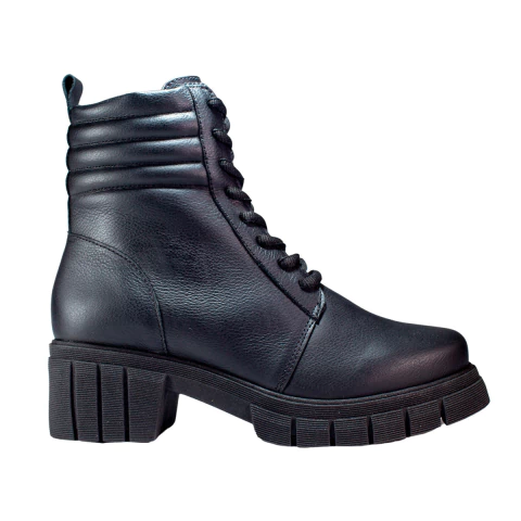 Bota couro cano baixo estofado com costuras e cadarço Italeoni