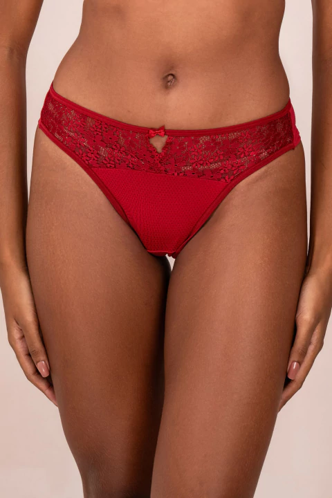 Calcinha Fio com Laterais Largas e Detalhe em Renda no Cós Frontal - Vi Lingerie