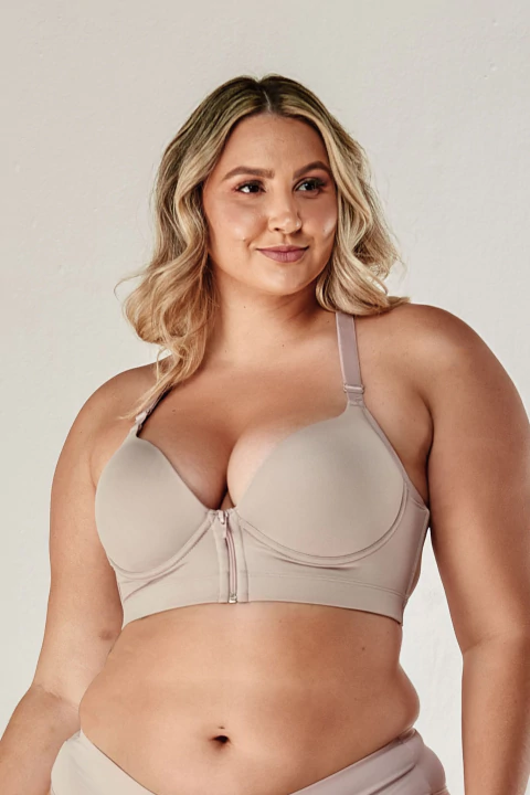 Sutiã Top Regata Com Bojo e Aro de Sustentação com Zíper Frontal - comprar online