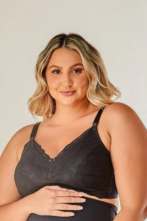 Sutiã Amamentar Com Busto Moldado Em Algodão E Detalhe Em Renda