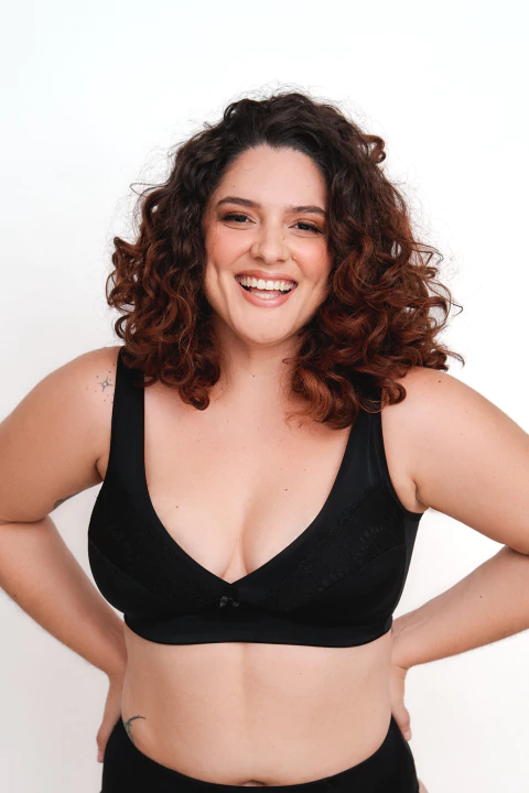 Sutiã de Sustentação Sem Bojo Com Detalhes de Renda No Busto - Vi Lingerie