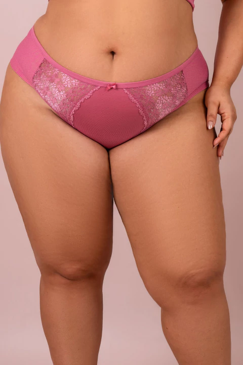 Calcinha Cintura Alta Plus Em Microfibra Com Renda Nas Laterais Carlotta - comprar online