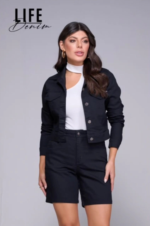 Jaqueta Feminina Brim Preta Mod. 25863