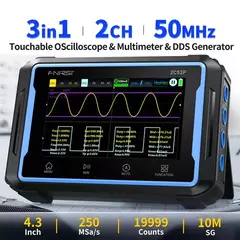 FNIRSI® 2C53P 3-en-1 50MHz 250MS/s Osciloscopio de Doble Canal Táctil de Tableta Multímetro Generador DDS en internet