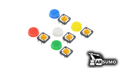 PULSADORES TACT SWITCH 7.3 MM (BASE 12X12MM) CON CAPUCHON