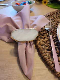 Porta Guardanapo Quartzo Branca Pedras Naturais (Caixa com 6 Unidades) - comprar online