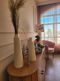 Vaso Garrafa em Cerâmica Cor Off White Fosco M na internet