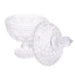 Potiche Decorativa ou Bomboniere com Pé Linha Diamond