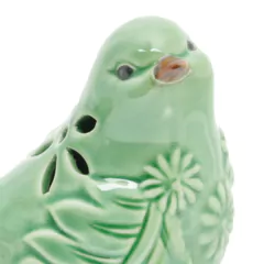 Pássaro Decorativo em Cerâmica Verde (Caixa com 2 Unidades)