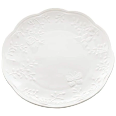 Prato Sobremesa Porcelana Branca Butterfly Flower - Valor Unitário