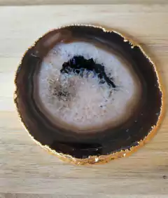 Porta Copo em Pedra Natural Ágata Acabamento Dourado - Valor Unitário na internet