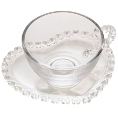 Xícara de Chá com Pires Cristal Coração - Valor Unitário